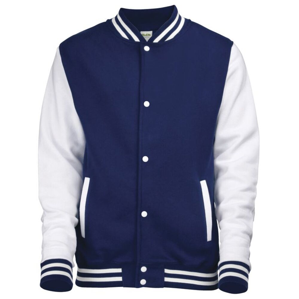 Awdis Kids Unisex Varsity Jacket / Schoolwear / Oxford Navy/White